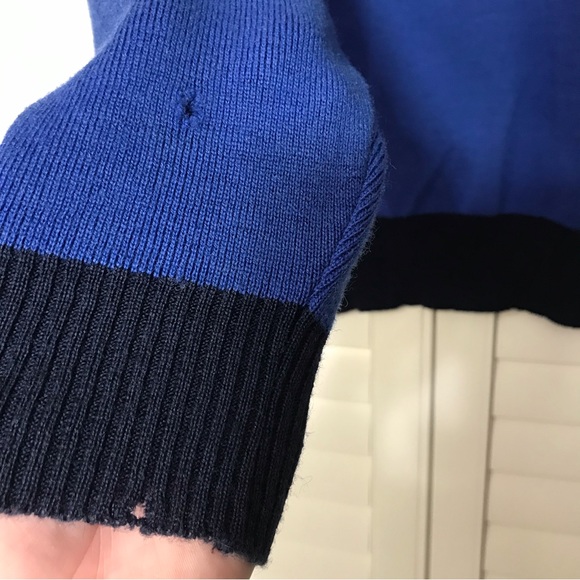 Vintage Demetre Men’s Blue Striped Wool Pullover Sweater Size Medium - Picture 5 of 7